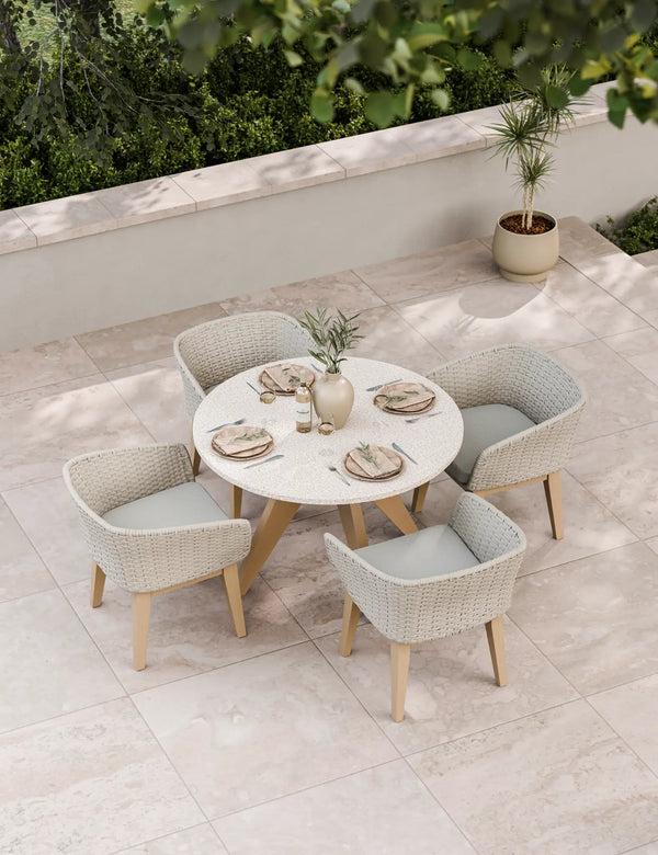 royalcraft Astral 4 Seater Round Terrazzo Concrete Dining Set with Eden Dusk Dini