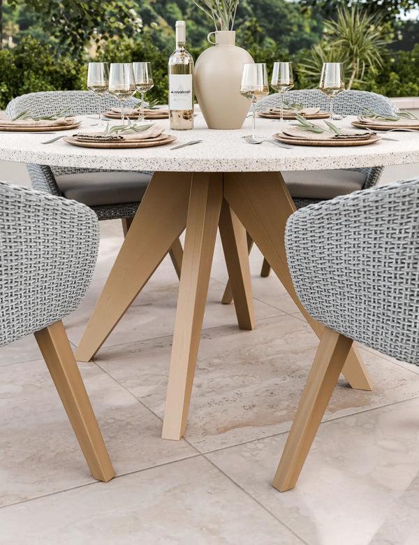 Royalcraft Astral 6 Seater Round Concrete Terrazzo Dining Set With Sol Dining Cha