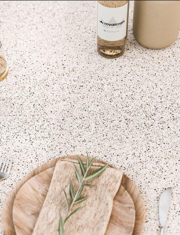 Royalcraft Astral 6 Seater Round Concrete Terrazzo Dining Set With Roma Dining Ch