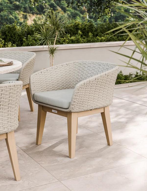 Royalcraft Astral 6 Seater Round Terrazzo Concrete Dining Set With Eden Dusk Dini