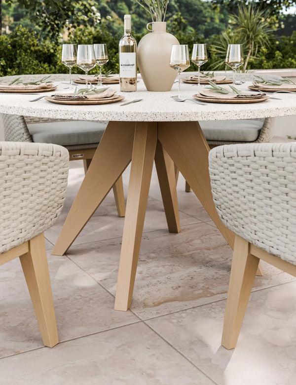 Royalcraft Astral 6 Seater Round Terrazzo Concrete Dining Set With Eden Dusk Dini