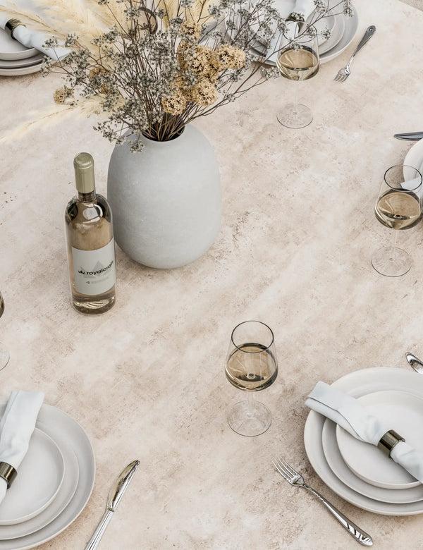 Royalcraft Bali 6 Seater Round Ceramic Glass Dining Set With Bali Rope Chairs