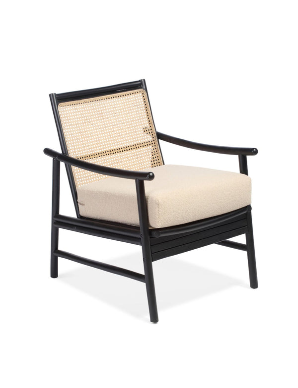Royalcraft Capri Black Rattan Chair With Boucle Cushion