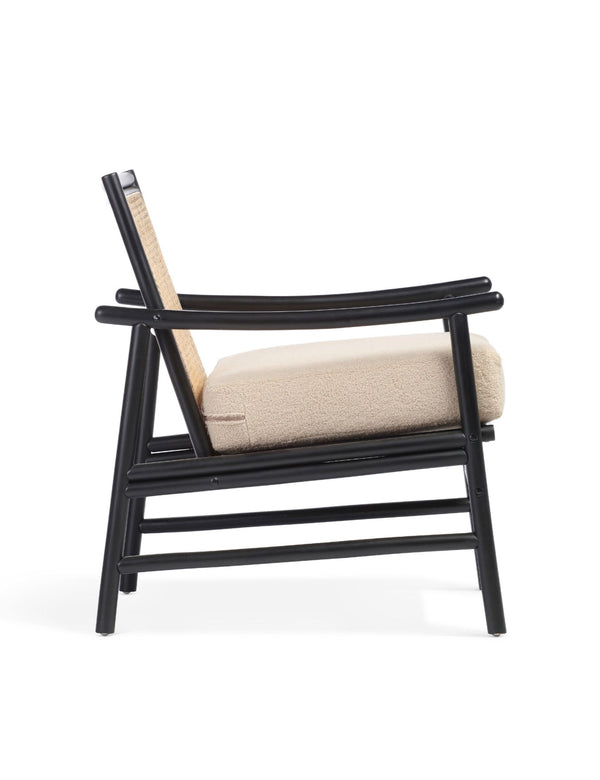 Royalcraft Capri Black Rattan Chair With Boucle Cushion