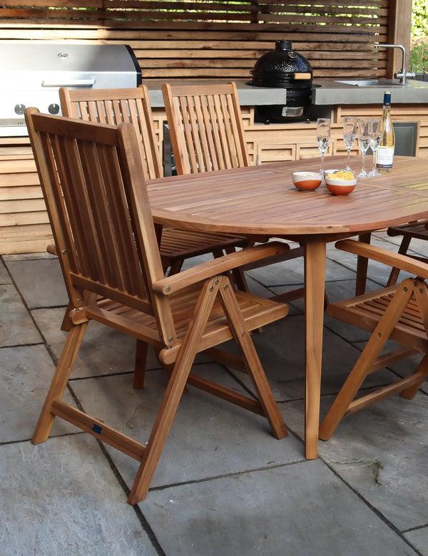 Royalcraft Ellipse 6 Seater Dining Set With Manhattan Recliner Armchairs