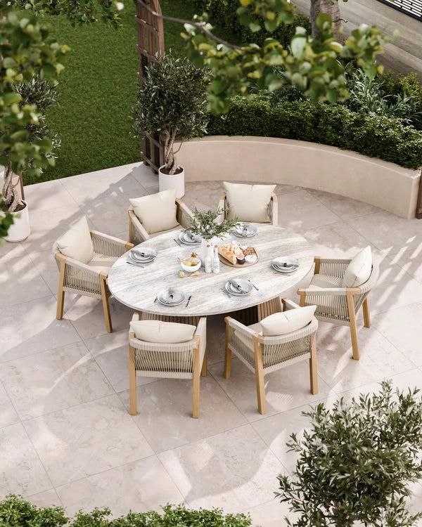royalcraft Jupiter 6 Seater Ellipse D Conical Dining Set with Roma Dining Chairs