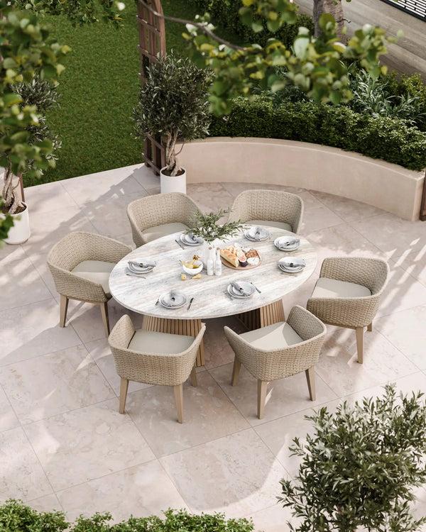 royalcraft Jupiter 6 Seater Ellipse D Conical Dining Set with Eden Dawn Dining Ch