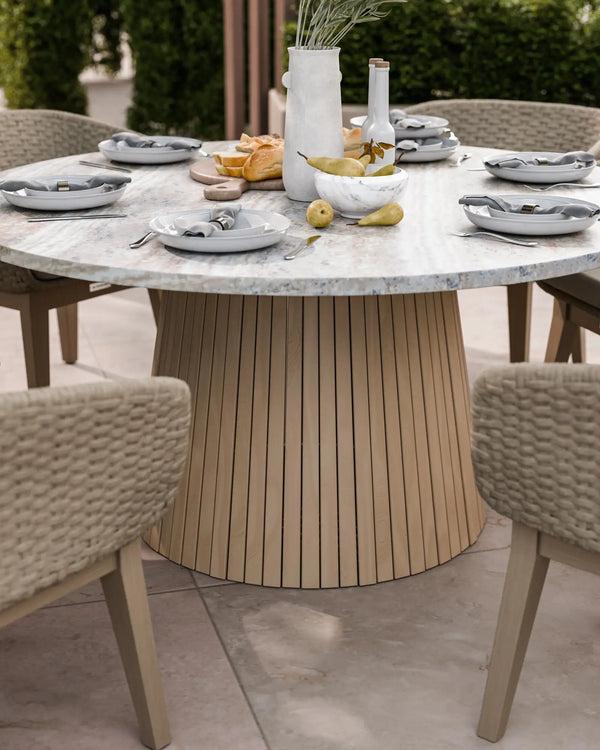 Royalcraft Jupiter 6 Seater Round Conical Dining Set With Eden Dawn Dining Chairs