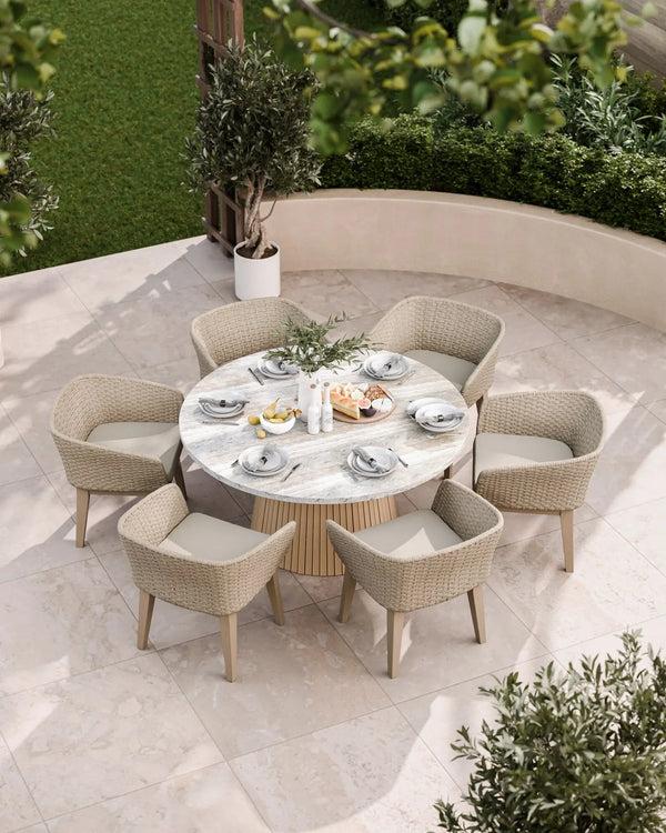 royalcraft Jupiter 6 Seater Round Conical Dining Set with Eden Dawn Dining Chairs