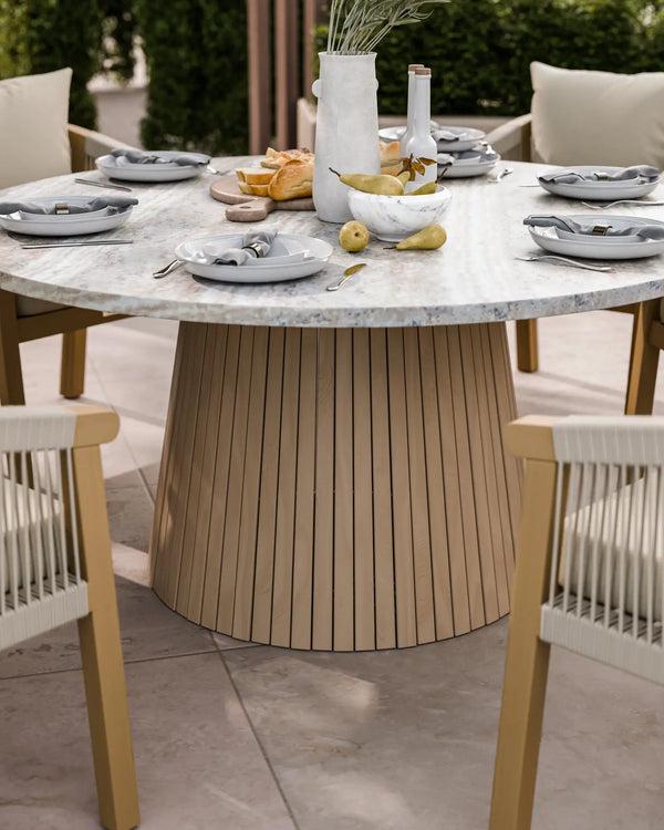Royalcraft Jupiter 6 Seater Round Conical Dining Set With Roma Dining Chairs