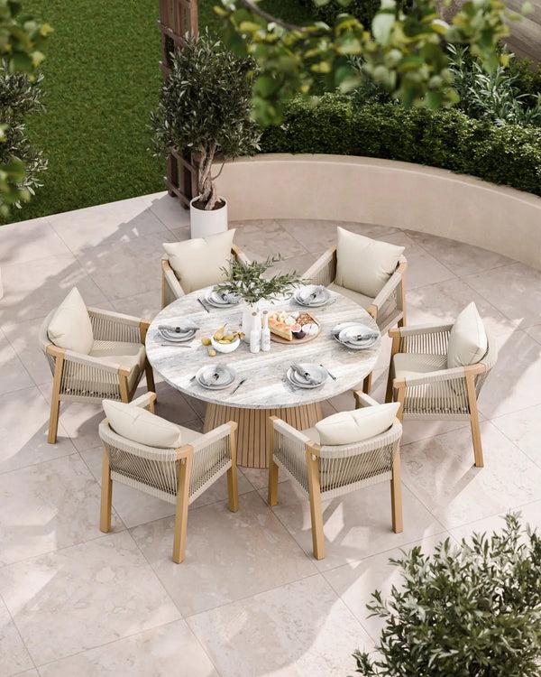 royalcraft Jupiter 6 Seater Round Conical Dining Set with Roma Dining Chairs
