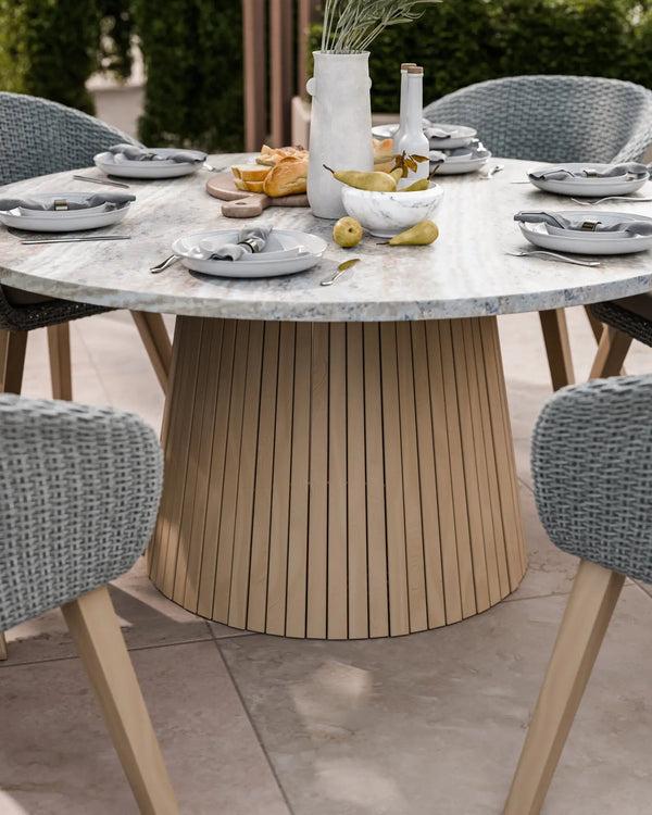 Royalcraft Jupiter 6 Seater Round Conical Dining Set With Sol Dining Chairs