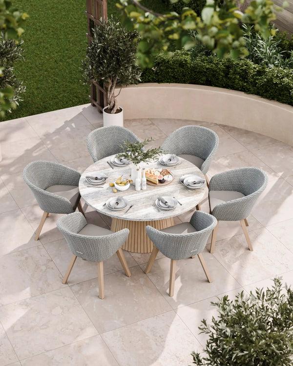 royalcraft Jupiter 6 Seater Round Conical Dining Set with Sol Dining Chairs