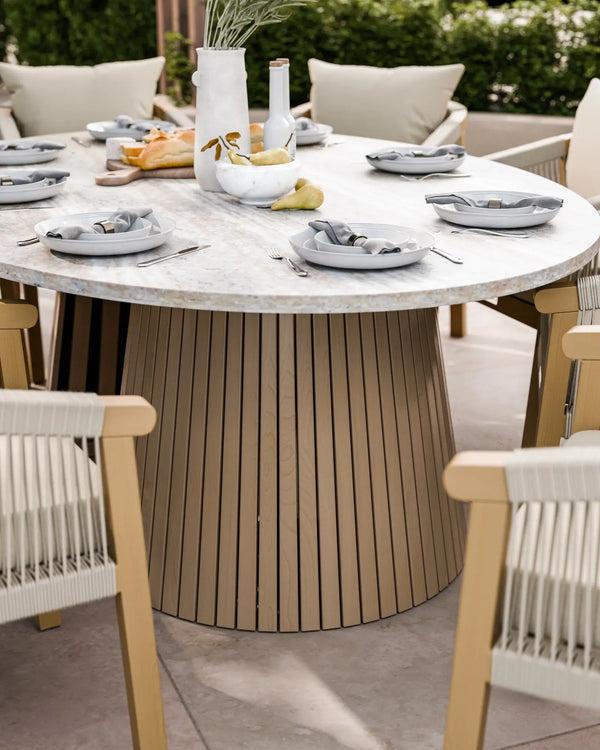 Royalcraft Jupiter 8 Seater Ellipse D Conical Dining Set With Roma Dining Chairs