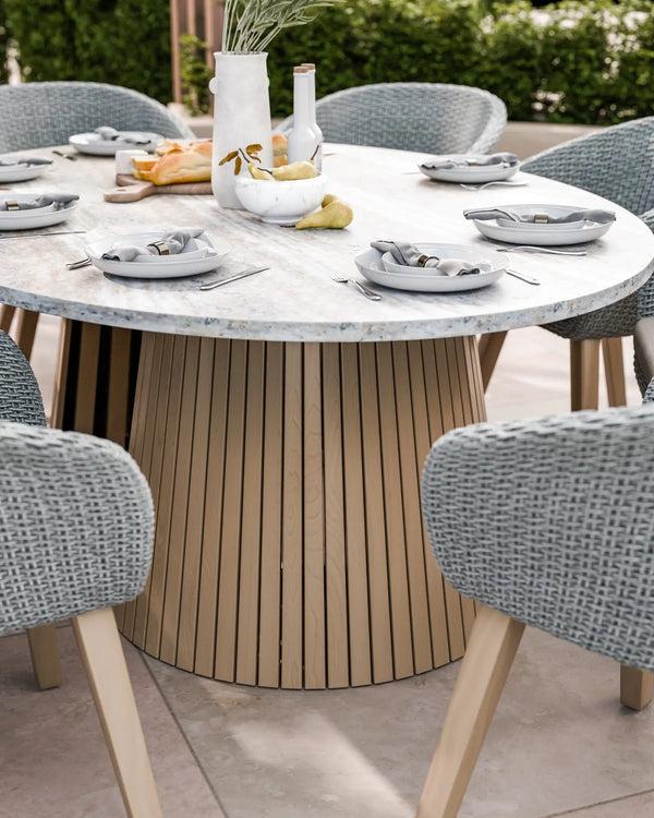 Royalcraft Jupiter 8 Seater Ellipse D Conical Dining Set With Sol Dining Chairs