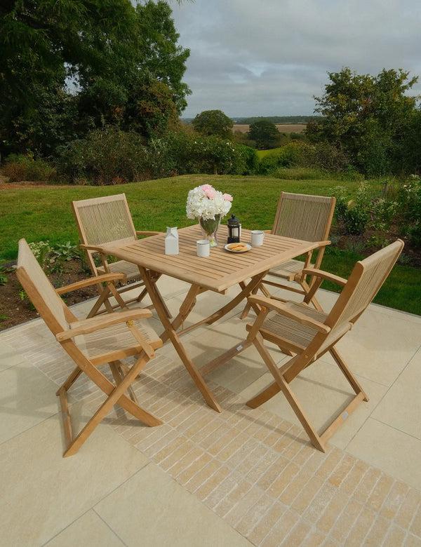 Royalcraft London 4 Seater Square Folding Set With London Rope Folding Armchairs
