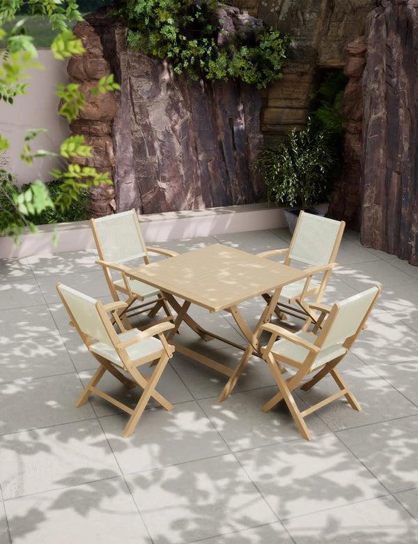 royalcraft London 4 Seater Square Folding Set with London Rope Folding Armchairs