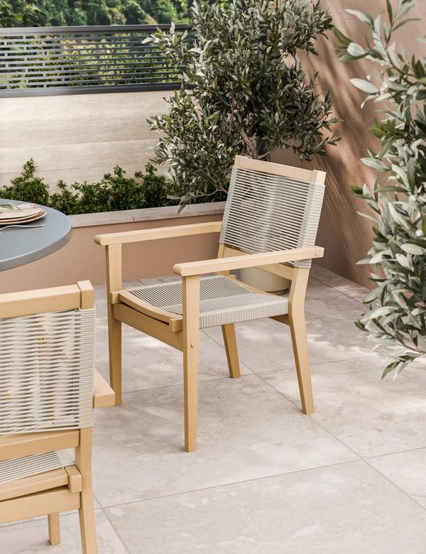 Royalcraft Luna 4 Seater Round Concrete Dining Set With Roma Rope Stacking Chairs