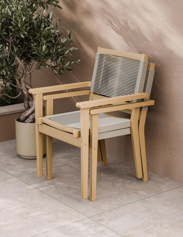 Royalcraft Luna 4 Seater Round Concrete Dining Set With Roma Rope Stacking Chairs