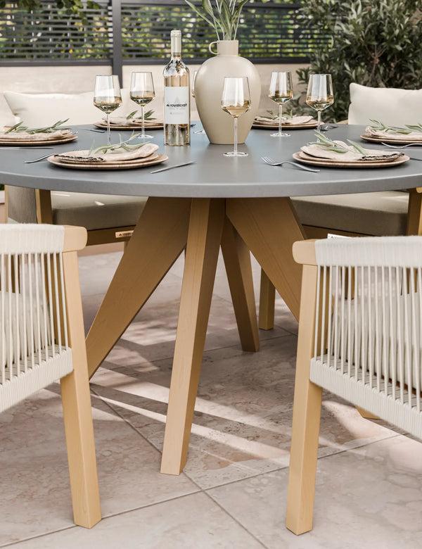Royalcraft Luna 6 Seater Concrete Dining Set With Roma Dining Chairs