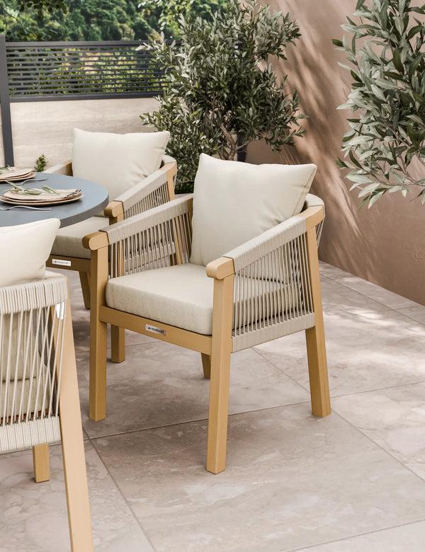 Royalcraft Luna 6 Seater Concrete Dining Set With Roma Dining Chairs