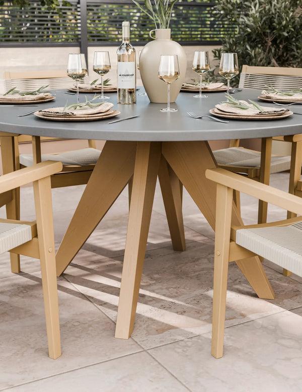 Royalcraft Luna 6 Seater Concrete Dining Set With Roma Stacking Chairs