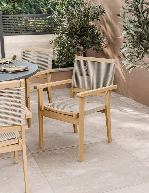 Royalcraft Luna 6 Seater Concrete Dining Set With Roma Stacking Chairs