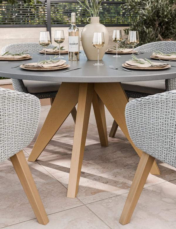 Royalcraft Luna 6 Seater Concrete Dining Set With Sol Dining Chairs