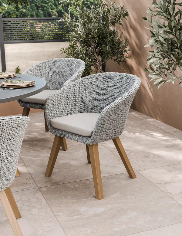 Royalcraft Luna 6 Seater Concrete Dining Set With Sol Dining Chairs