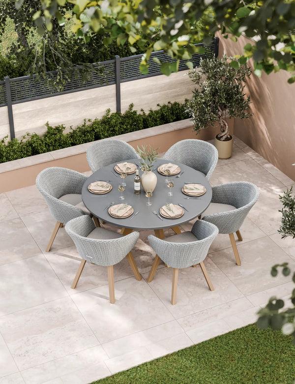 royalcraft Luna 6 Seater Concrete Dining Set with Sol Dining Chairs