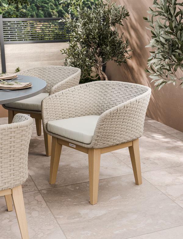 Royalcraft Luna 6 Seater Round Concrete Dining Set With Eden Dusk Dining Chairs