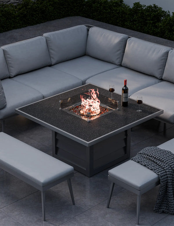 Royalcraft Mayfair Corner Lounging Set With Fire Pit Table And 2 Benches