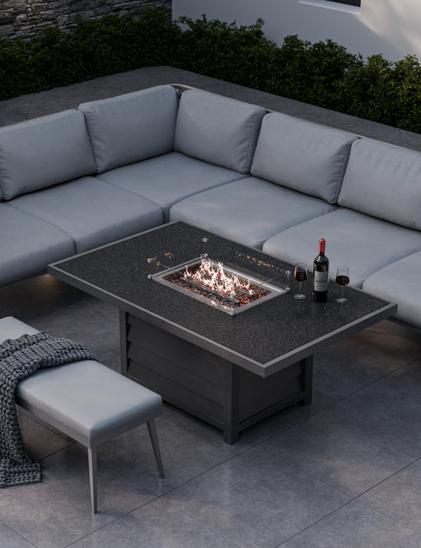 Royalcraft Mayfair Corner Lounging Set With Fire Pit Table And 1 Bench