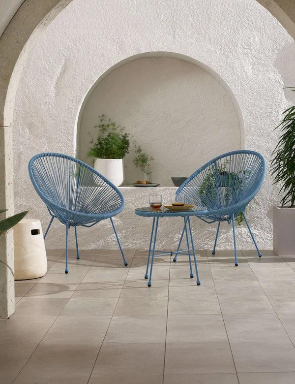 royalcraft Monaco 2 Seater Egg Chair Bistro Set - Light Blue
