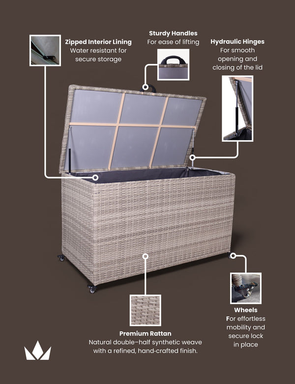 Royalcraft Natural Weave 510L KD Cushion Storage Box