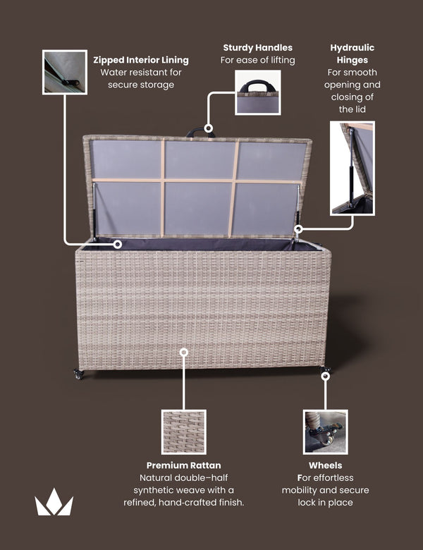 Royalcraft Natural Weave 645L KD Cushion Storage Box