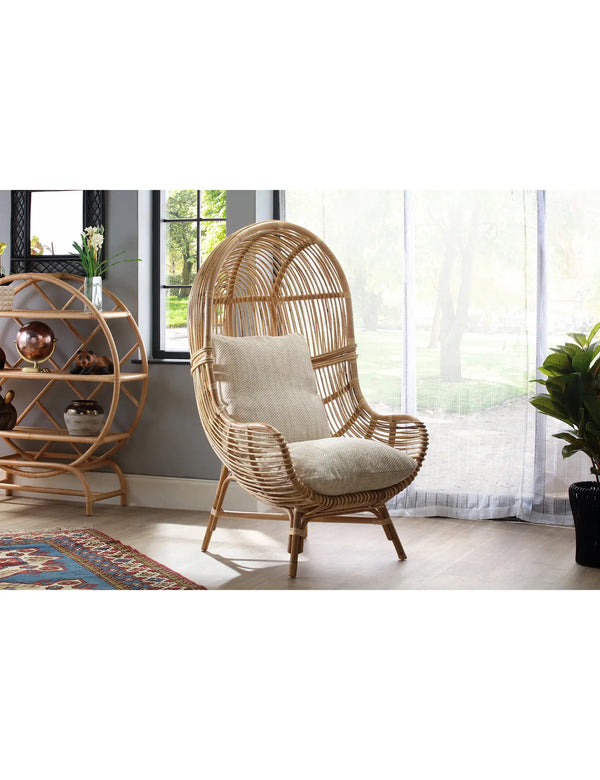 Royalcraft Palermo Natural Rattan Chair In Jasper Beige/Cream Fabric