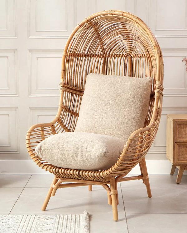 royalcraft Palermo Natural Rattan Chair in Jasper Beige/Cream Fabric