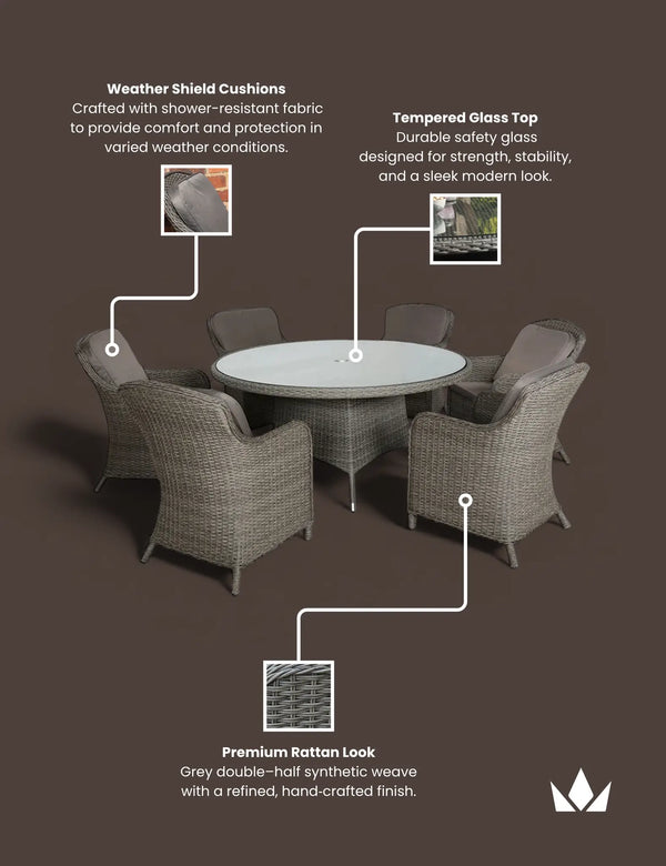 Royalcraft Paris 6 Seater Round Imperial Dining Set