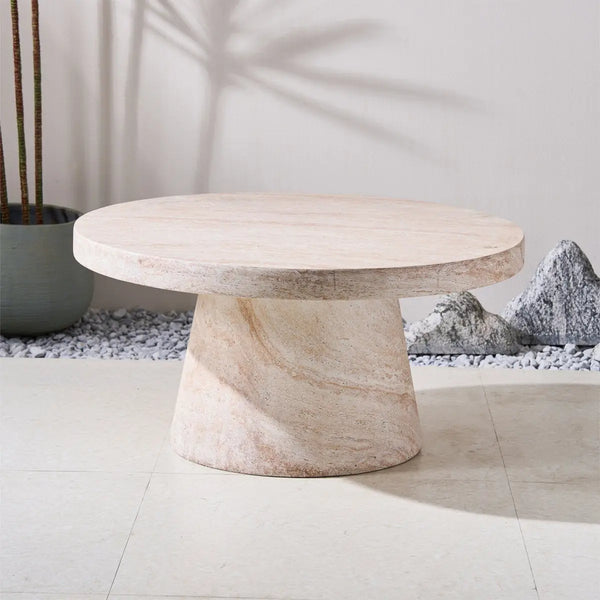 royalcraft Pisa Pedestal Travertine Look Coffee Table