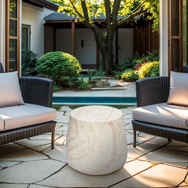 Royalcraft Pisa Round Tapered Travertine Look Side Table