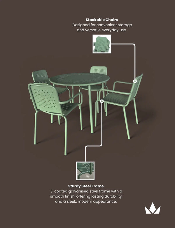 Royalcraft Porto 4 Seater Round Dining Set In Olive