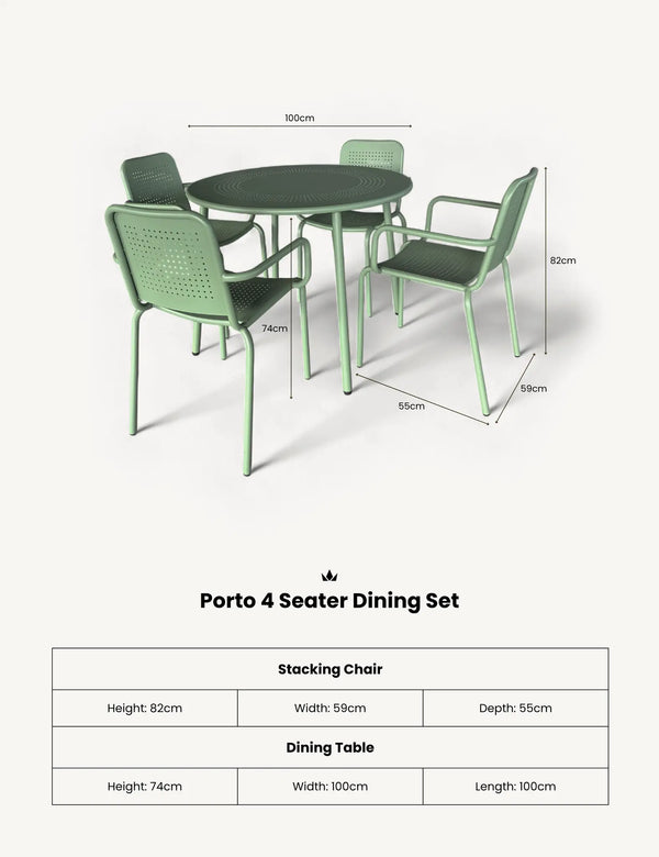Royalcraft Porto 4 Seater Round Dining Set In Olive