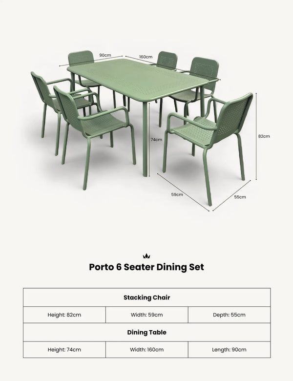 Royalcraft Porto 6 Seater Rectangular Dining Set In Olive