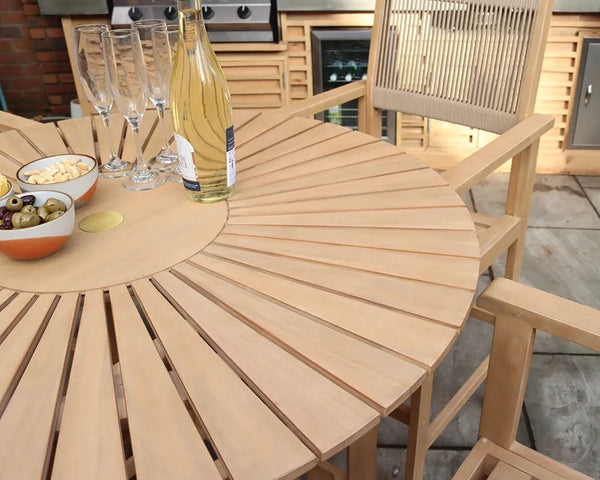 Royalcraft Roma 100cm Round Sunray High Bar Table With 4 Roma Rope Bar Stools