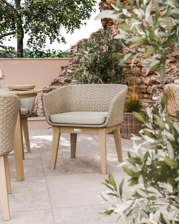 Royalcraft Roma 4 Seater Round Sunray With Terrazzo Insert Dining Set With Eden D