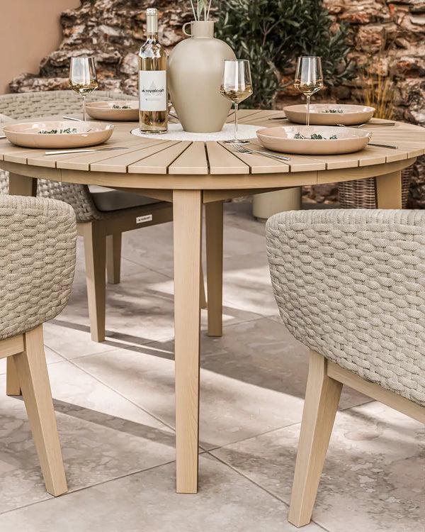 Royalcraft Roma 4 Seater Round Sunray With Terrazzo Insert Dining Set With Eden D