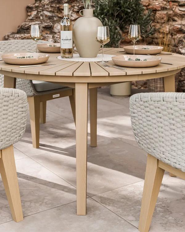 Royalcraft Roma 4 Seater Round Sunray With Terrazzo Insert Dining Set With Eden D