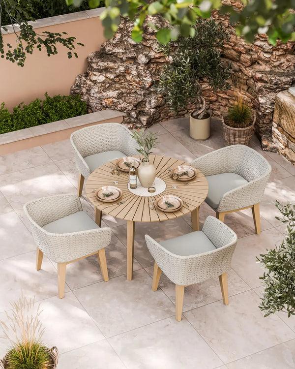royalcraft Roma 4 Seater Round Sunray with Terrazzo Insert Dining Set with Eden D
