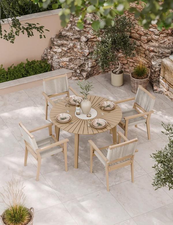 royalcraft Roma 4 Seater Round Sunray with Terrazzo Insert Dining Set with Roma R